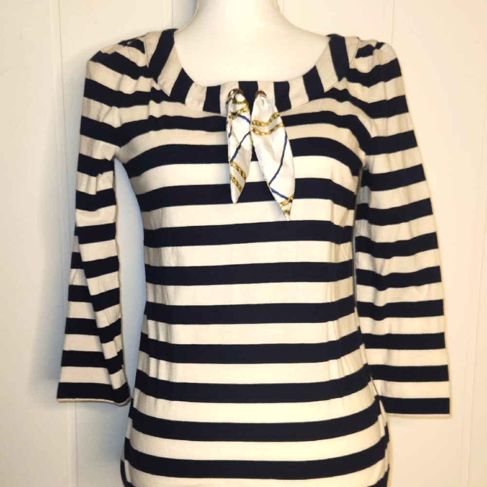 Striped Navy and White Women's Top. Preppy Sailor Style French Stripes